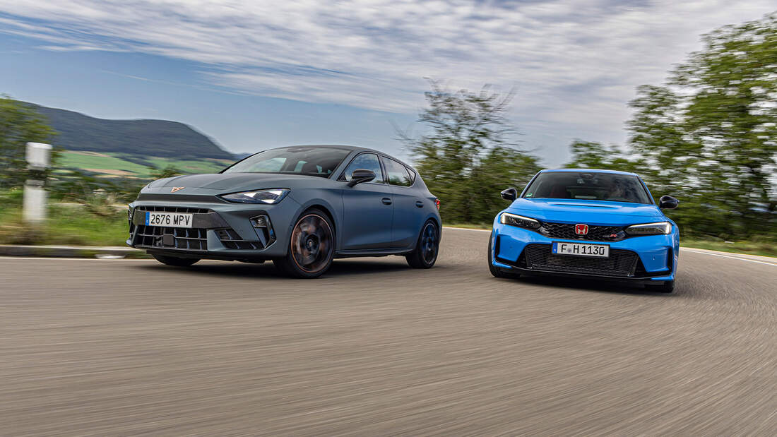 Cupra-Leon-VZ-und-Honda-Civic-Type-R-im-Test-Spanien-gegen-Japan-im-Frontkratzer-Duell