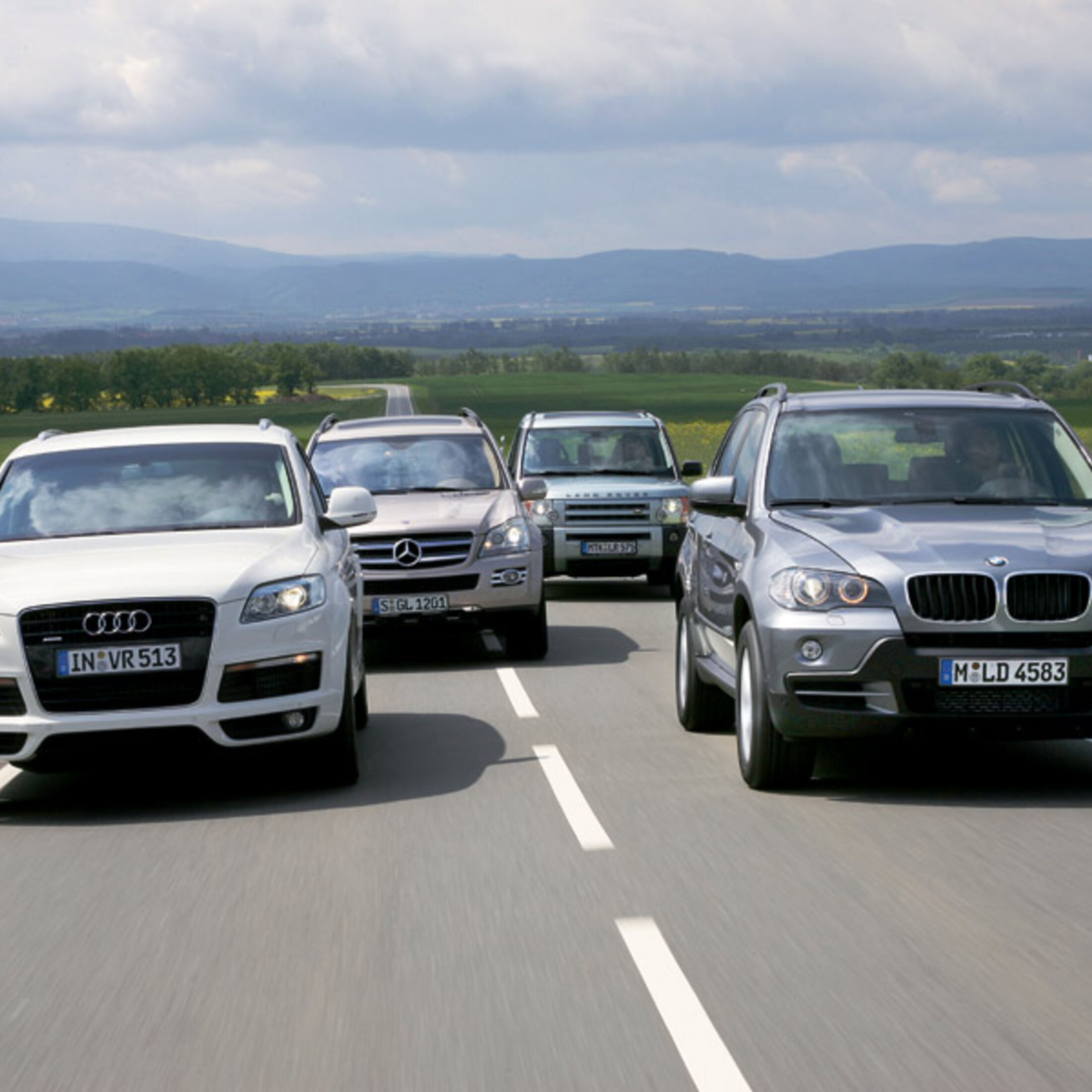 Vergleichstest: Audi Q7 3.0 TDI, Mercedes GL 320 CDI, Land Rover Discovery  TDV6 und BMW x5 3.0d: Die Giganten