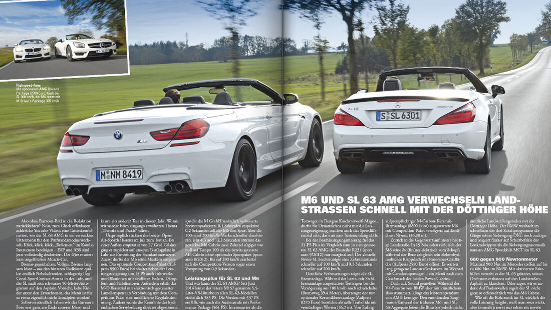 sport auto 01/2015, Screenshot, BMW M6 Cabrio, Mercedes SL 63 AMG