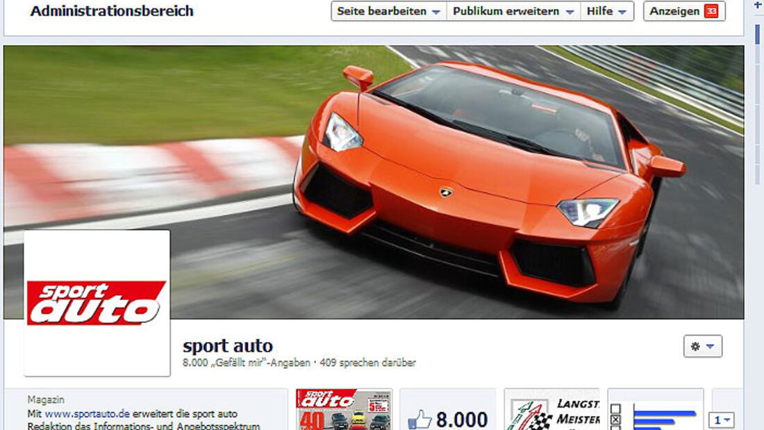 sport auto Facebook-Fan-Seite 2012