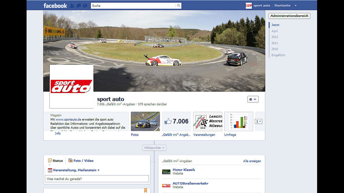 sport auto Facebook-Fan-Seite 2012