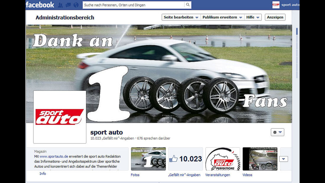 sport auto Facebook-Fan-Seite 2013